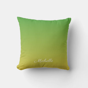 Personalised green and yellow ombre throw pillow