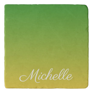 Personalised green and yellow ombre trivet