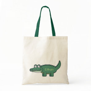 Personalised Green Cartoon Alligator Tote Bag