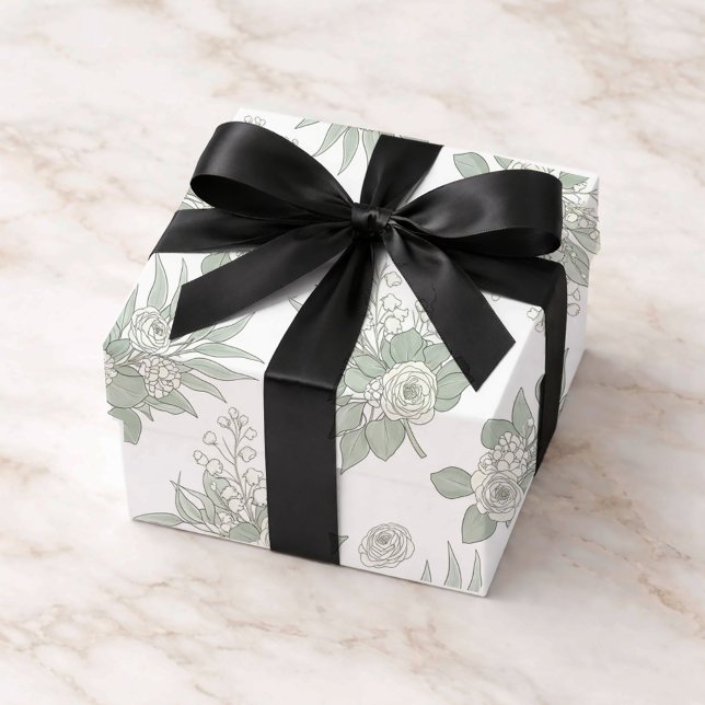 Personalised Green Eucalyptus Wedding  Wrapping Paper Sheets (Creator Uploaded)