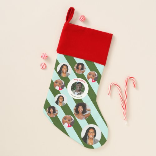 Personalised Green Stripe Fab Unique 4  Christmas Stocking