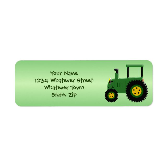 Personalised Green Tractor Design Label (Front)