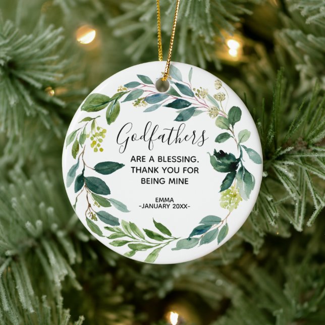 Personalised Greenery Godfather Christmas ornament (Tree)