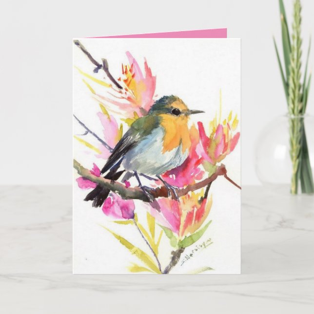 Personalised Greeting Card - Summer Robin (Front)