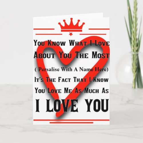 Personalised Greeting Of Love Card