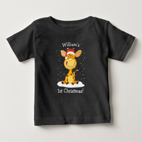 Personalised Gregor The Giraffe First Christmas Baby T_Shirt