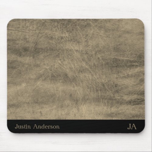 Personalised Grey Leather Mouse Mat with Initials