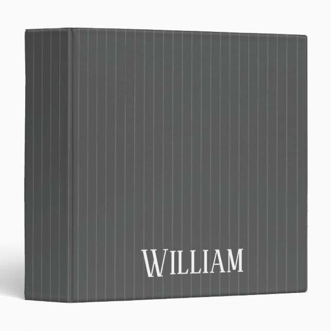 Personalised grey pinstripes 3 ring binder (Front/Spine)