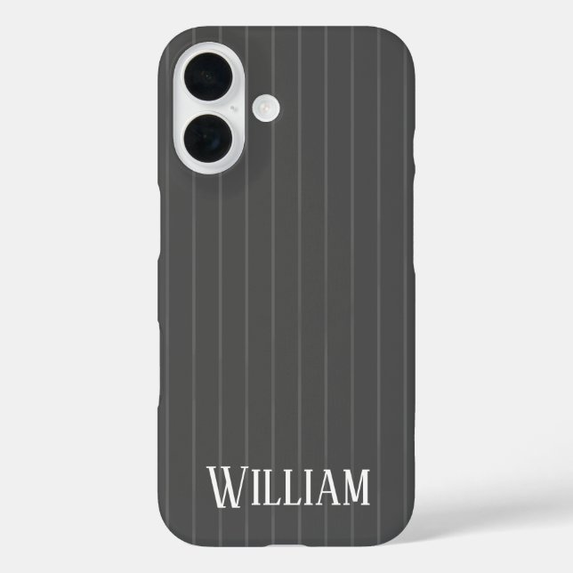 Personalised grey pinstripes Case-Mate iPhone case (Back)