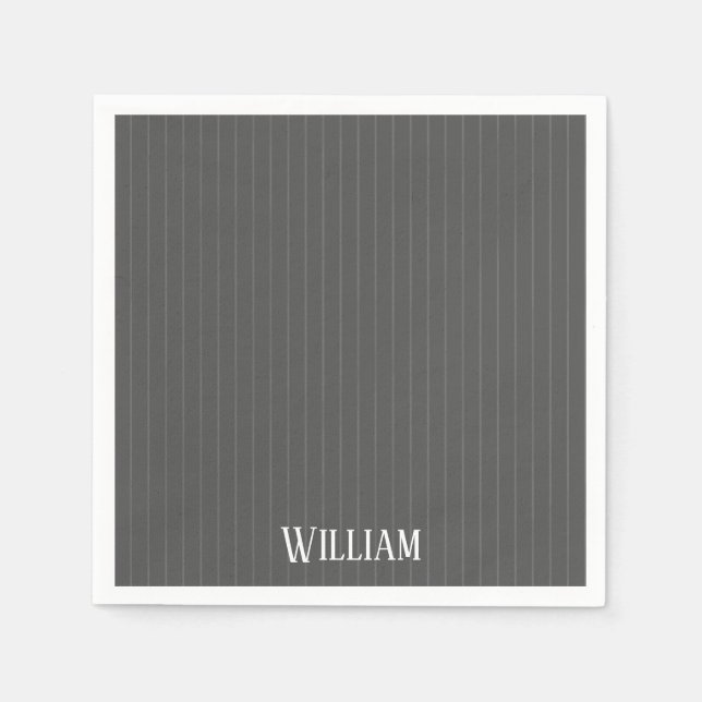Personalised grey pinstripes napkins (Front)