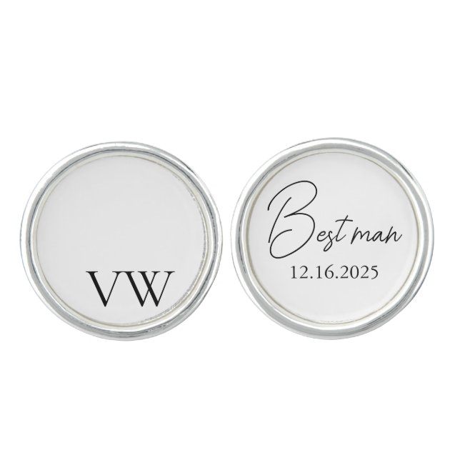 Personalised Groomsmen Groom Best man Cufflinks Gi (Front)