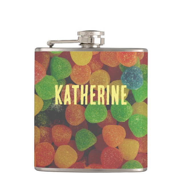 Personalised Gumdrops Candy Quirky Flask (Front)