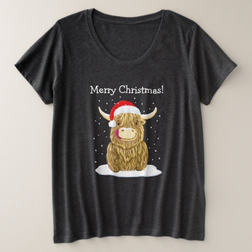 Personalised Hamish Highland Cow Christmas Plus Size T_Shirt