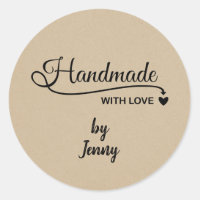 Personalised Handmade With Love Classic Round Sticker