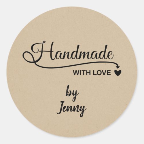 Personalised Handmade With Love Classic Round Sticker