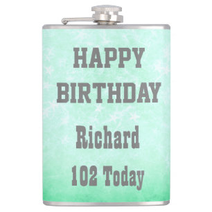 Personalised Happy 102nd Birthday design Flask