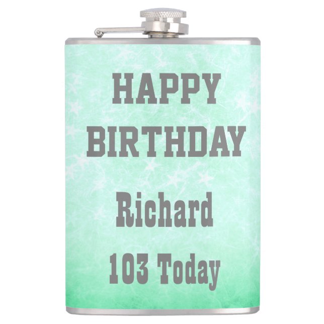 Personalised Happy 103rd  Birthday design Flask (Front)