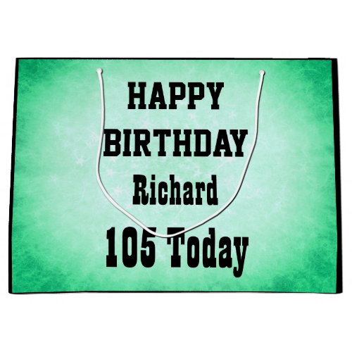 Personalised Happy 105th Birthday design Large Gift Bag