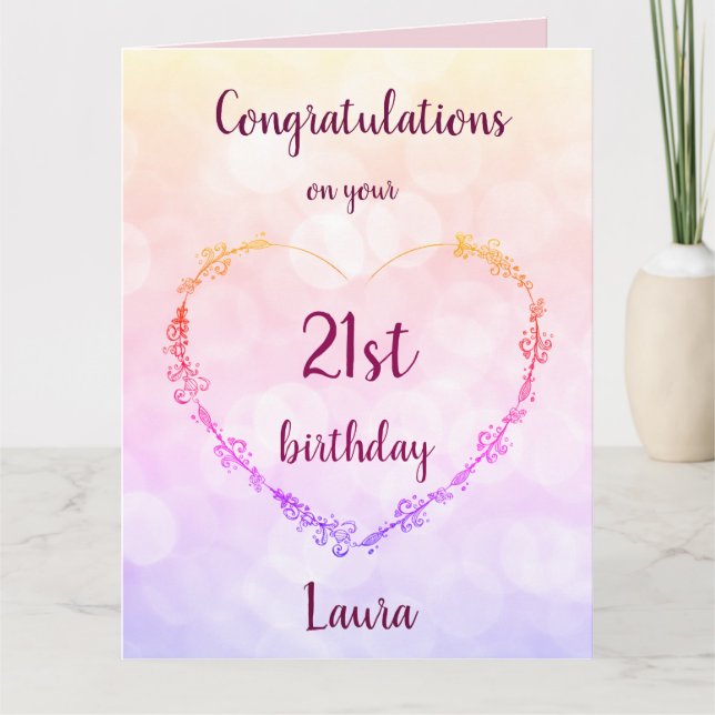 Personalised Happy 21st Birthday Card (Front)