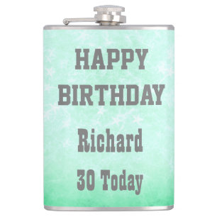 Personalised Happy 30th Birthday design Flask