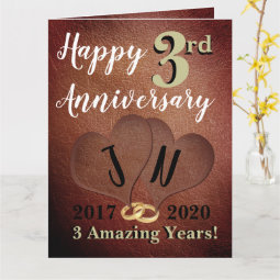 Personalised Happy 3rd Wedding Anniversary Card | Zazzle