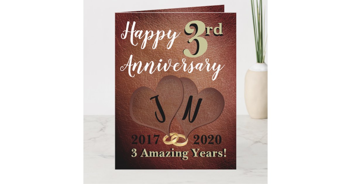 Personalised Happy 3rd Wedding Anniversary Card | Zazzle.com