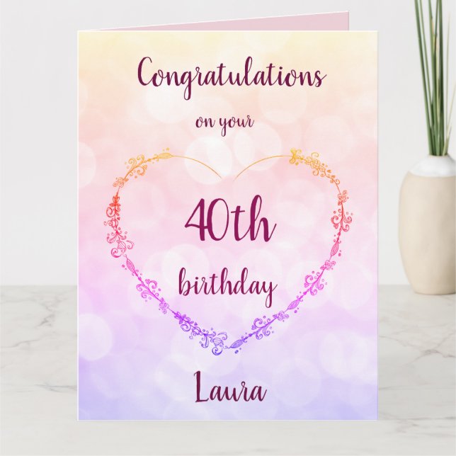 Personalised Happy 40th Birthday Card (Front)