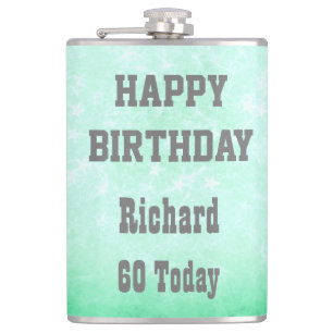 Personalised Happy 60th  Birthday design Flask