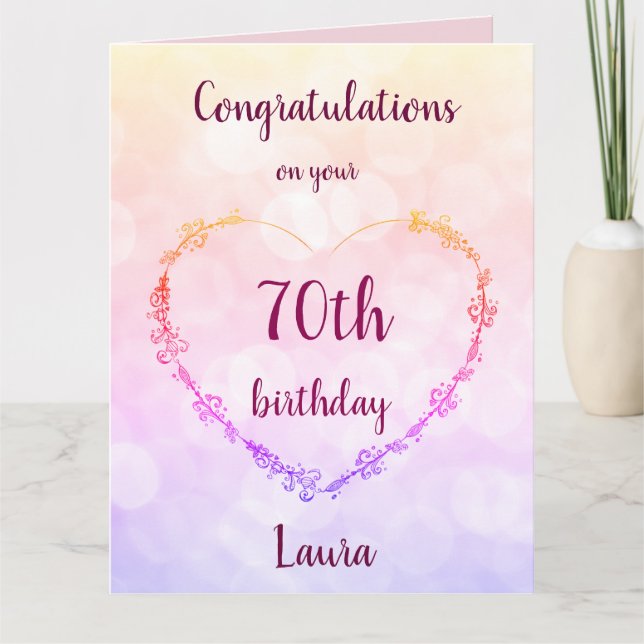 Personalised Happy 70th Birthday Card (Front)