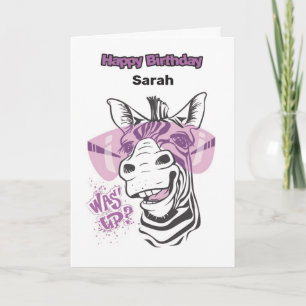 Personalised Happy Birthday Card - Glamorous Zebra