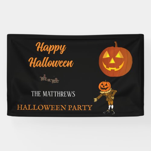Personalised Happy Halloween Pumpkin Treat Welcome Banner