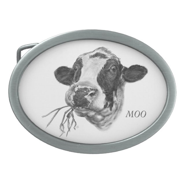 Personalised Happy Holstein Friesian Dairy Cow Belt Buckle (Front)