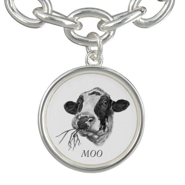 Personalised Happy Holstein Friesian dairy Cow Bracelet (Design)