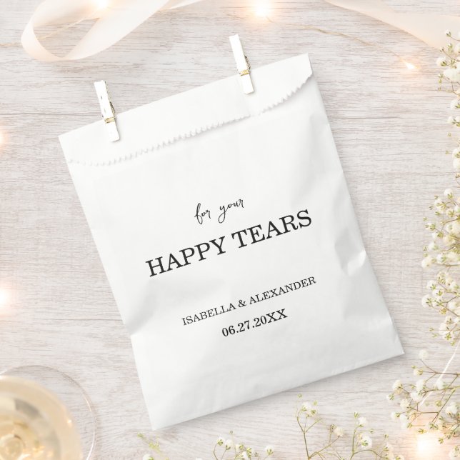 Personalised Happy Tears Wedding Confetti Favours Favor Bag (Clipped)