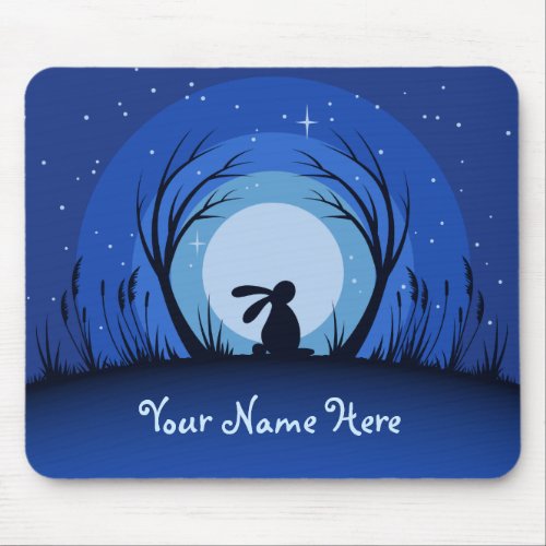 Personalised Hare Rabbit Moonlight Silhouette Mouse Pad