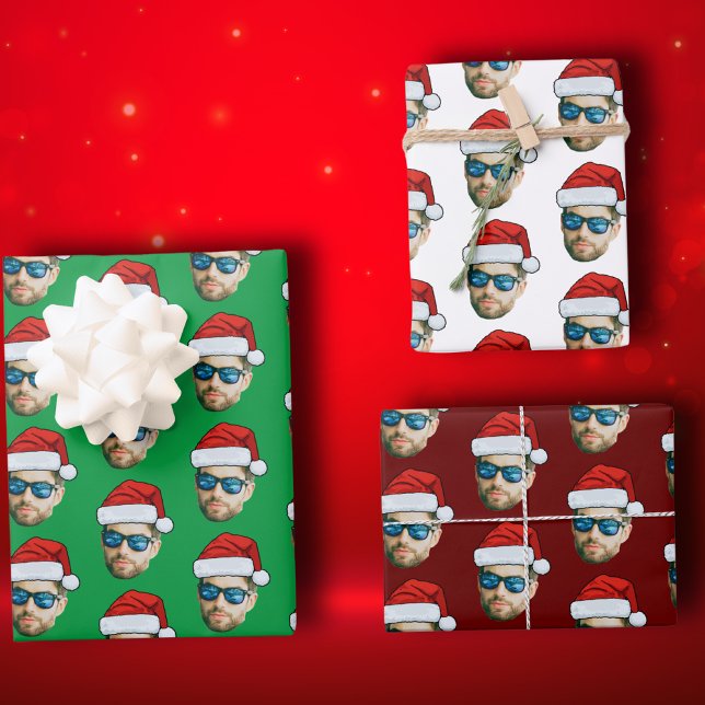 Personalised Head Face Santa Hat Gift Wrapping  Paper Sheets (Creator Uploaded)