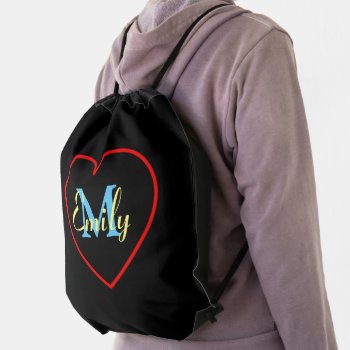 Personalised Heart Drawstring Bag by MissMatching at Zazzle