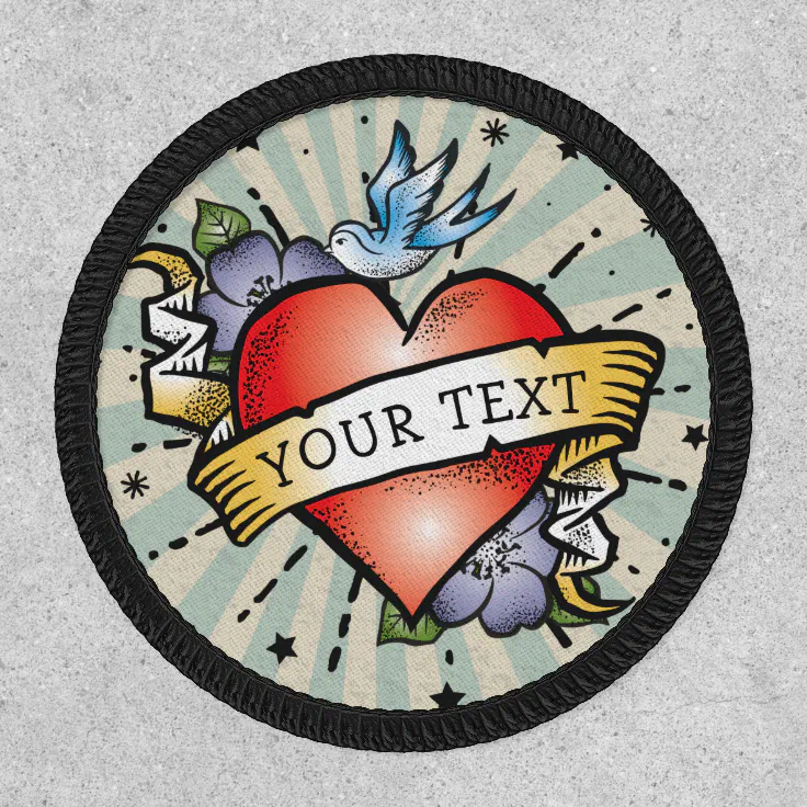 Personalised Heart Tattoo Retro Style Patch | Zazzle Personalised Heart Tattoo Retro Style Patch | Zazzle