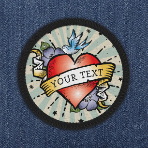 Personalised Heart Tattoo Retro Style Patch