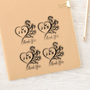 Personalised Heart Wedding Favor Thank You Sticker