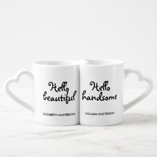 Personalised Hello beautiful, Hello handsome Coffee Mug Set