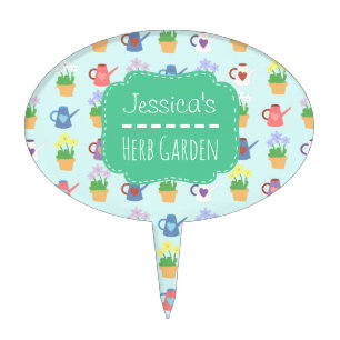 Personalised Herb Garden Plant Marker Cake Topper