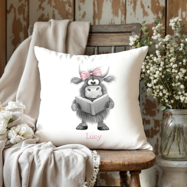 Personalised Highland Cow Reading Pillow (Creator Uploaded)
