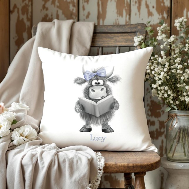 Personalised Highland Cow Reading Pillow (Creator Uploaded)