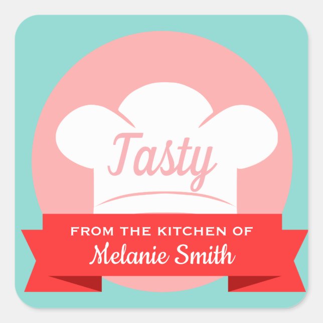 Personalised Homemade Baking Cakes Chef Square Sticker (Front)