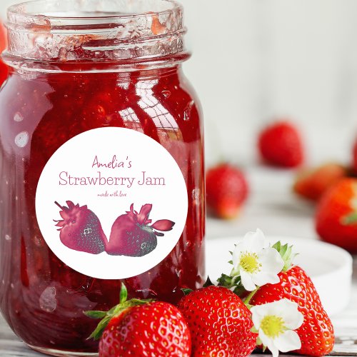Personalised Homemade Strawberry Jam  Classic Round Sticker