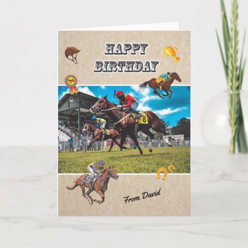 PERSONALISED Horse Racing Birthday Card