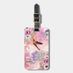 Personalised Hummingbird Watercolor Luggage Tag