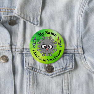 Personalised I Am Vaccinated Pin Button Badge