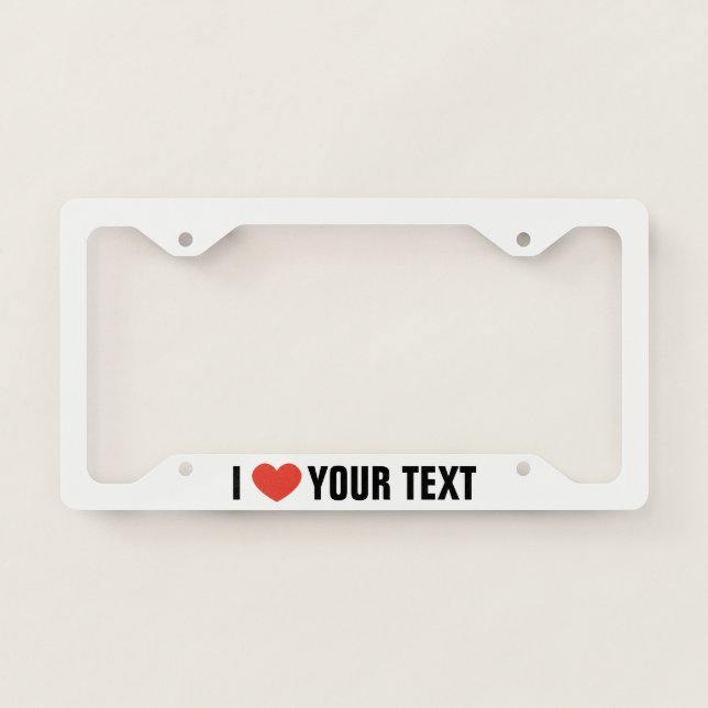 Personalised I Love License Plate Frame (Front)